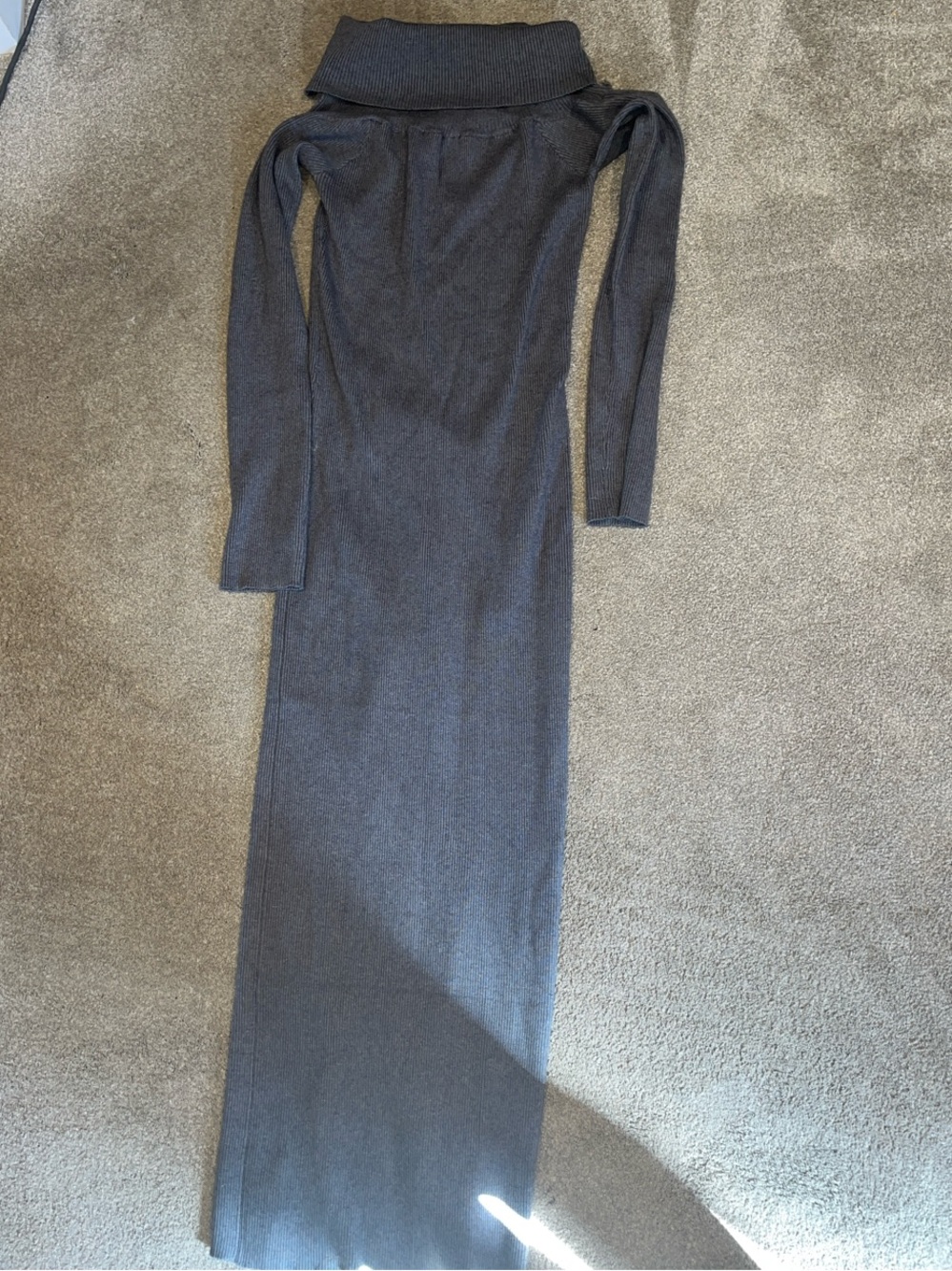 Princess Polly Slate Gray Off-Shoulder Maxi Sweater Dress